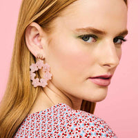 Toolally Earrings Crystal Blossom Drops Antique Rose