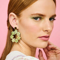 Toolally Earrings Crystal Blossom Hoops Jade