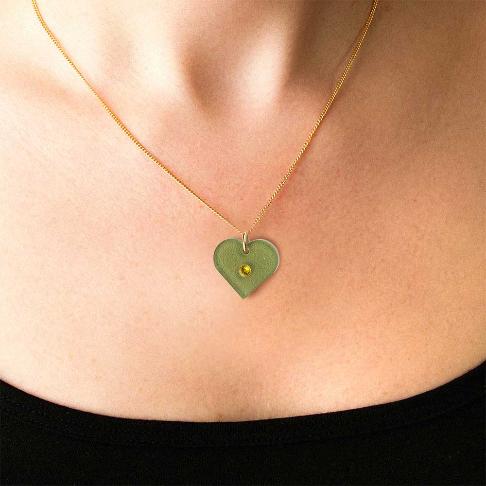 Toolally Necklace Charming Heart Pendant Jade