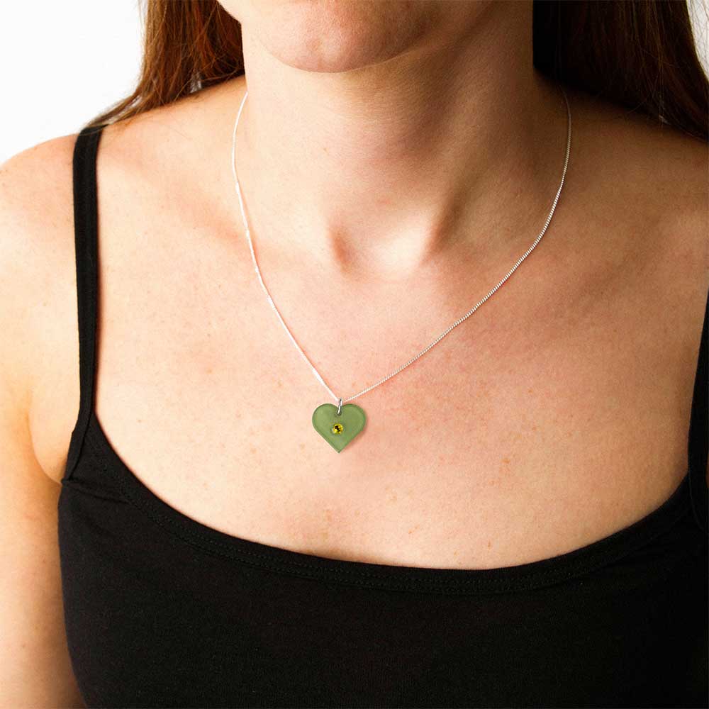 Toolally Necklace Charming Heart Pendant Jade