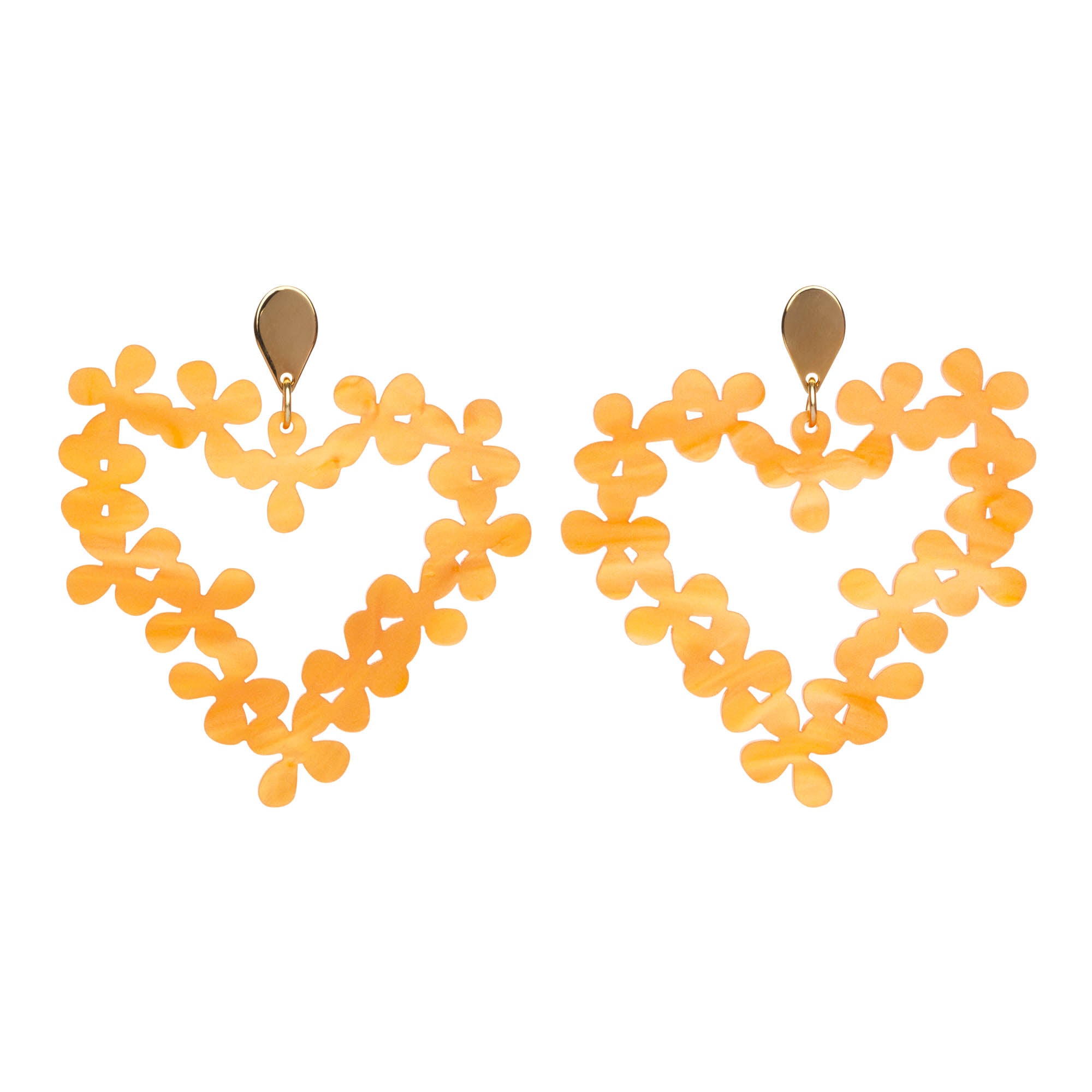 Hearts in Flowers Earrings - Orange Pearl