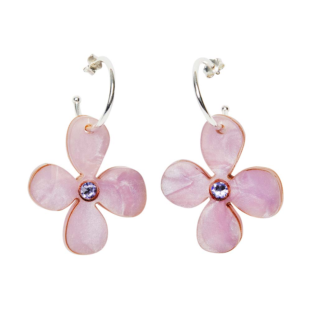 Toolally Earrings - Charming Hoops - Daisy Hoop - Lilac Pearl