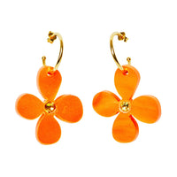 Toolally Earrings - Charming Hoops - Daisy Hoop - Orange Pearl