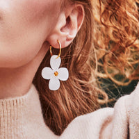 Toolally Earrings - Charming Hoops - Daisy Hoop - White Pearl