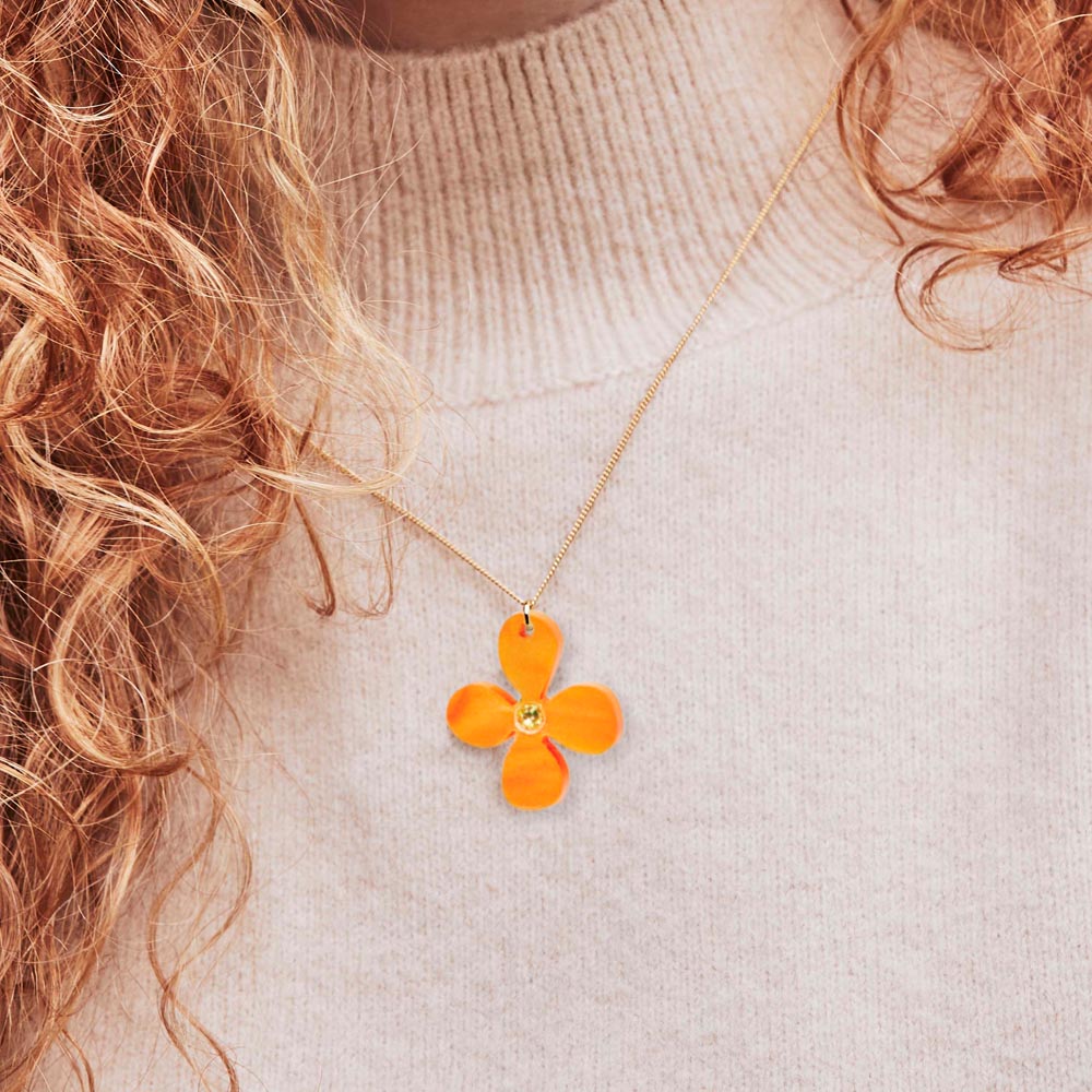 Toolally Pendants - Small Daisies - Orange Pearl