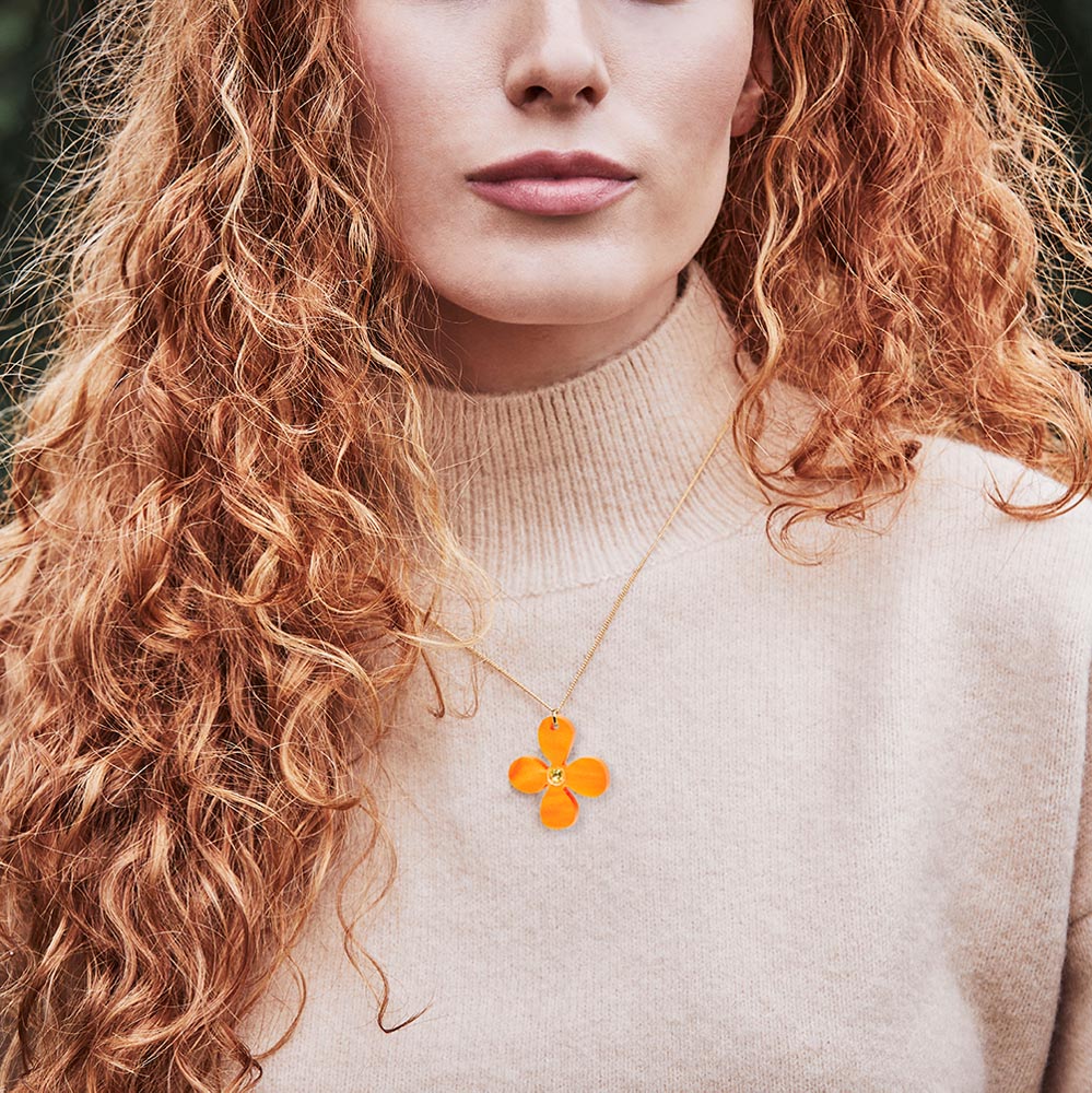 Toolally Pendants - Small Daisies - Orange Pearl