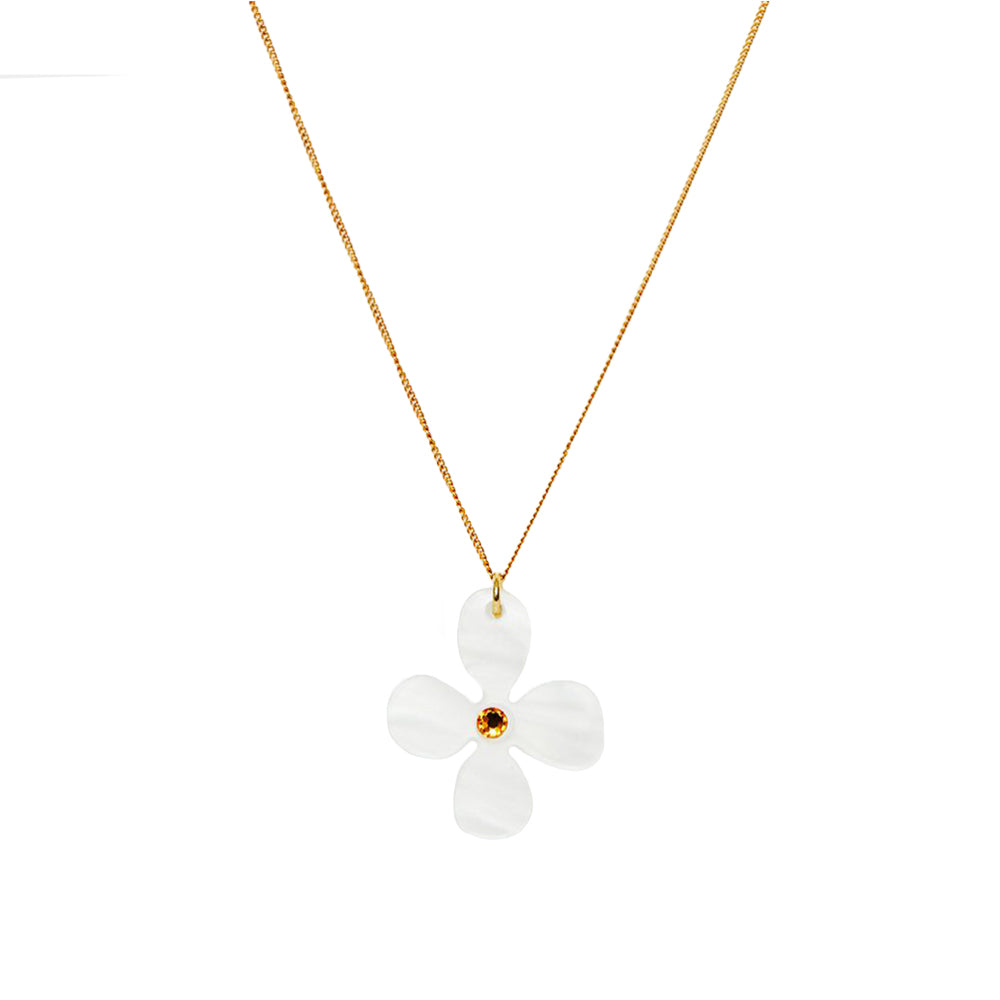 Daisy Pendant Necklace - White Pearl