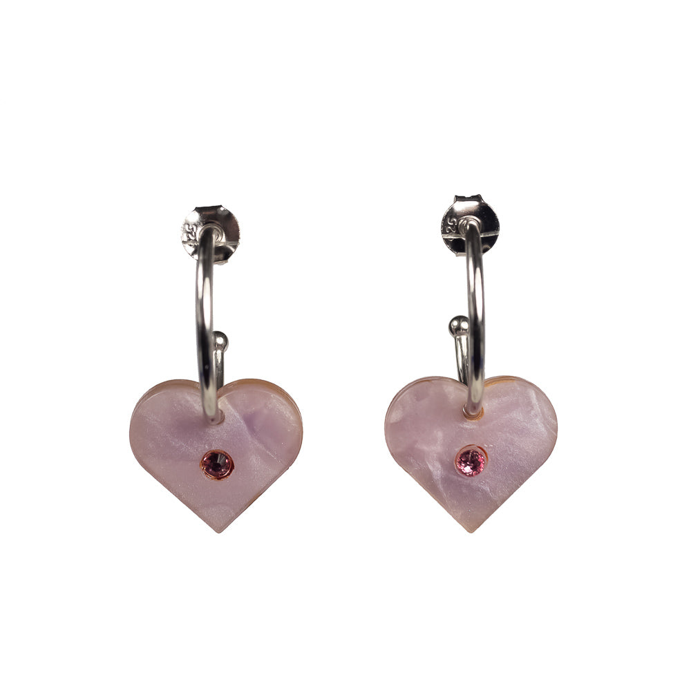 Toolally Charming Hearts Lilac Hoop Earrings